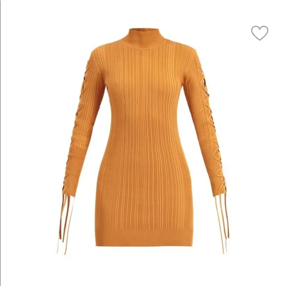 New💕HERVE LEGER LACE UP LONG SLEEVE DRESS💕 - Picture 3 of 10